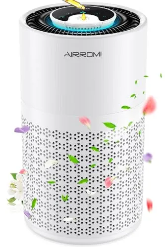 AIRROMI Air Purifier for Bedroom with True H13 HEPA 3-in-1 Filters, Pet Air Purifiers for Home Cat Pee Smell, Covers Up to