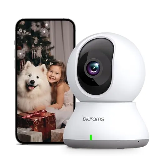 blurams Security Camera, 2K Indoor Camera 360° Pet Camera for Home Security w/Motion Tracking, Phone App, 2-Way Audio, IR