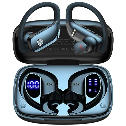bmani Wireless Earbuds Bluetooth Headphones 48hrs Play Back Sport Earphones with LED Display Over-Ear Buds with Earhooks