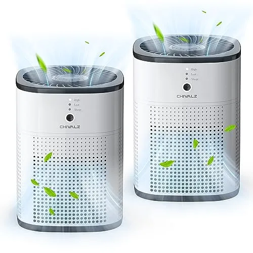 CHIVALZ 2 Pack CHIVALZ Air Purifiers for Bedroom, Air Purifiers for Home Bedroom up to 216ft², Quiet Air Cleaner with 24dB