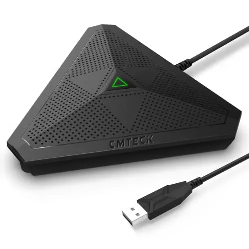 CMTECK USB Conference Microphone, Desktop Computer Mic, Mute Button with LED Indicator, Omnidirectional Condenser Boundary