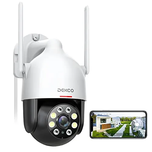 DEKCO 2K WiFi Surveillance Security Camera Outdoor/Home/Dome, Pan-Tilt 360° View, 3MP, Motion Detection and Siren, 2-Way