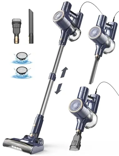 DEVOAC I8 Corded Vacuum Cleaner, 600W 23KPa Stick Vacuum, Free-Stand 6 in 1 Powerful Lightweight Handheld Vacuum for Hard