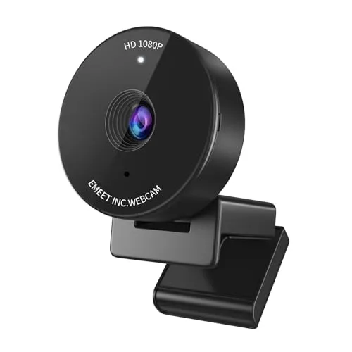 EMEET 1080P Webcam - USB Webcam with Microphone & Physical Privacy Cover, Noise-Canceling Mic, Auto Light Correction, EMEET