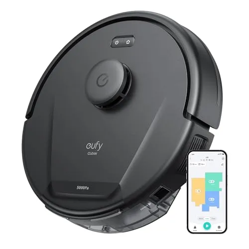 eufy Clean L60 Robot Vacuum, Ultra Strong 5,000 Pa Suction, iPath Laser Navigation, for Deep Floor Cleaning, Ideal for Hair,
