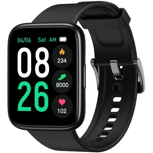 EURANS Smart Watch 44mm, AMOLED Fitness Watch with Heart Rate/Sleep Monitor Steps Calories Counter, IP68 Waterproof Activity