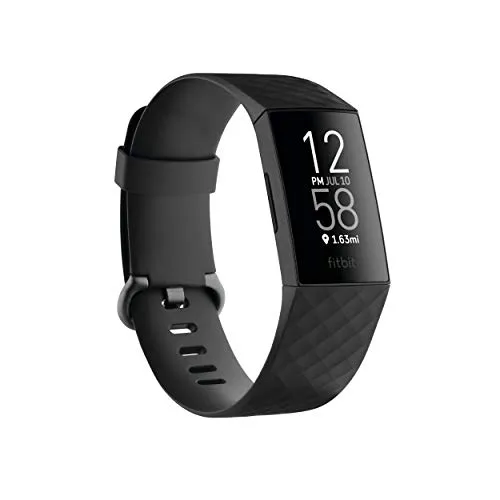 Fitbit Charge 4 Fitness and Activity Tracker with Built-in GPS, Heart Rate, Sleep & Swim Tracking, Black/Black, One Size (S