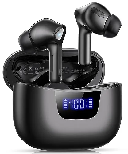 FORTECLEAR Wireless Earbuds Bluetooth V5.3 Headphones 50H Playback Deep Bass Stereo Ear Buds with LED Power Display Charging