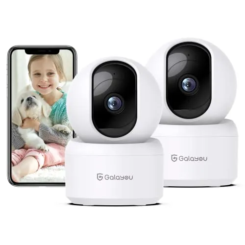 GALAYOU Indoor Security Camera 2K, Pet Camera, 360 Degree WiFi Home Security Camera for Baby/Elder/Nanny with Night Vision,