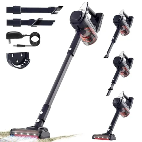 Hihhy Cordless Vacuum Cleaner, Stick Vacuum 30 Kpa Powerful Suction & Lightweight, Rechargeable 35 Mins Runtime Handheld
