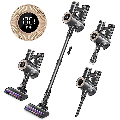 Homeika Cordless Vacuum Cleaner, 20Kpa Powerful Suction Vacuum Cleaner with LED Display, 30 Min Runtime Detachable Battery,