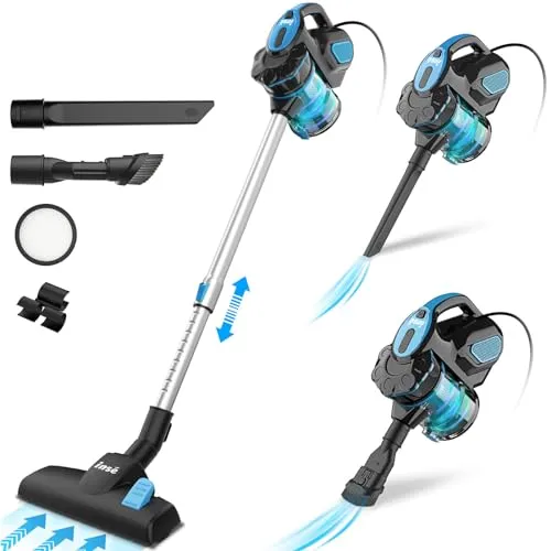 INSE Corded Vacuum Cleaner, 18000Pa Powerful Vacuum Cleaner Corded, 600W Lightweight Handheld Corded Stick Vacuum for Pet