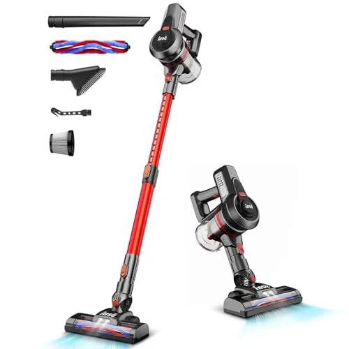 INSE Cordless Vacuum Cleaner, 6-in-1 Powerful Stick Vacuum, Rechargeable Vacuum Cleaner with 2200m-A-h Battery Up to 45 Mins
