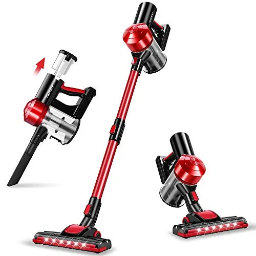 iwoly Cordless Vacuum Cleaner Rechargeable with 2200mAh Detachable Battery, 18000Pa Cyclone Vacuum with HEPA Filter,