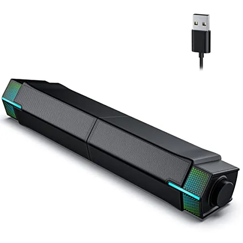 Jeecoo M20 Bluetooth Computer Speakers for PC Desktop Monitor, Gaming PC Sound Bar - Wired USB-Powered, Superb Stereo Sound,