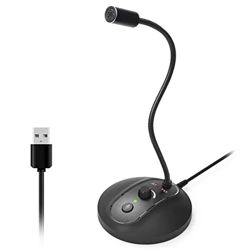 JOUNIVO USB Computer Microphone with Mute Button, Plug&Play Condenser, Desktop, PC, Laptop, Mac, PS4 Mic -360 Gooseneck