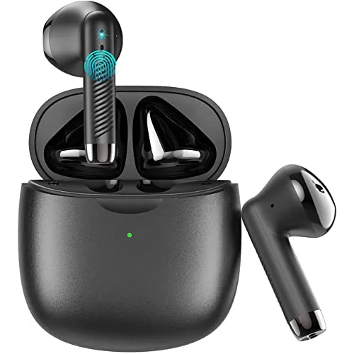 Jxrev Wireless Bluetooth 5.3 Earbuds Stereo Bass, Headphones in Ear Noise Cancelling Mic, IP7 Waterproof Sports, 32H
