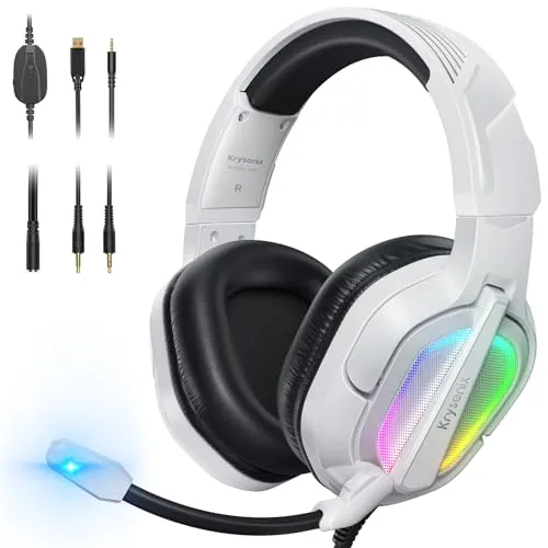 Krysenix PG2 Gaming Headset for PS4/PS5/PC/Xbox One, Ergonomic Design Over Ear with AI Stereo Microphone Sound, Computer