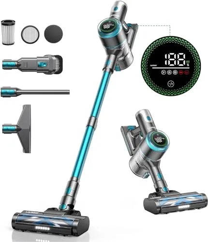 Laresar Cordless Vacuum Cleaner 60 Mins, 450W/38000pa Stick Vacuum Cleaner with Touch Screen, Anti-Tangle Handheld Vacuum