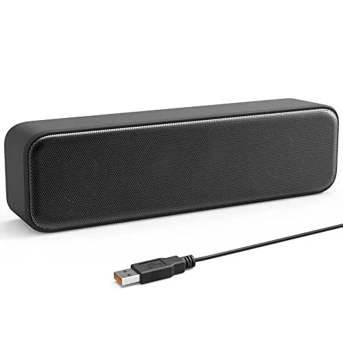 LIELONGREN [Upgraded] USB Computer /Laptop Speaker with Stereo Sound & Enhanced Bass, Portable Mini Sound Bar for Windows