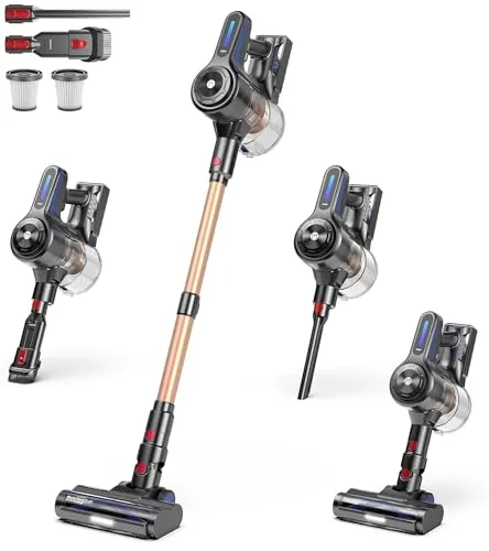 MIBODE Cordless Vacuum Cleaner, 26Kpa Powerful Stick Vacuum, 45min Runtime Vacuum Cleaners for Home, Anti-Tangle & 1.5L Dust