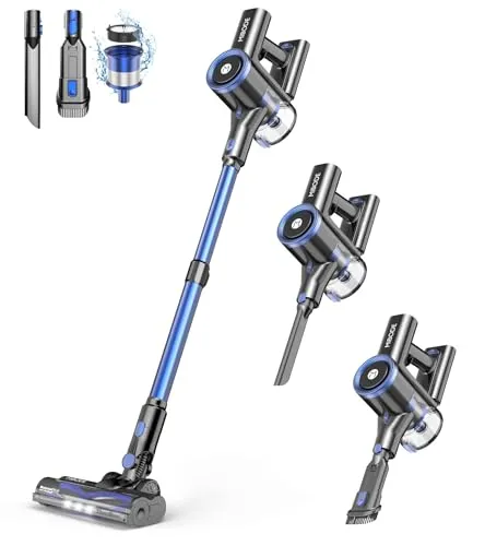 MIBODE Cordless Vacuum Cleaner, Powerful Stick Vacuum with 3 Suction Modes, Max 45Mins Runtime Rechargeable Vacuum,