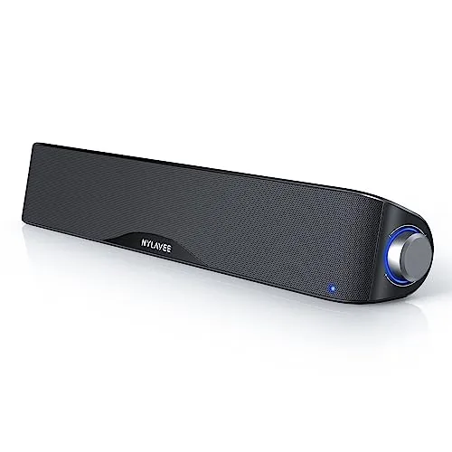 Nylavee Computer Speakers, HiFi Sound Quality Computer Sound Bar, USB Powered PC Speakers, Bluetooth 5.0 and 3.5mm Aux-in