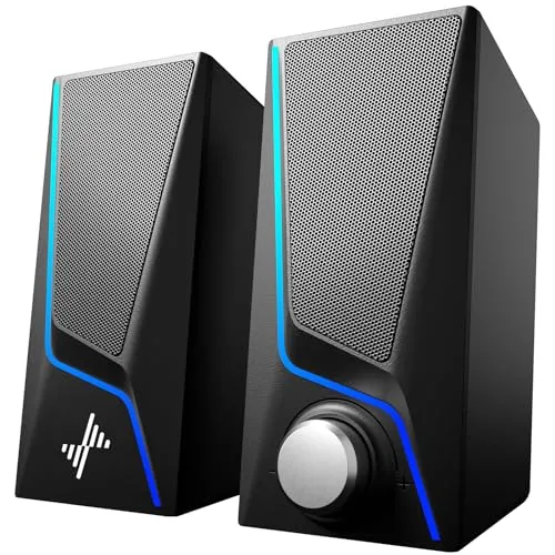 Nylavee Computer Speakers, PC Speakers with 6 Lighting Modes, USB Powered Computer Speakers for Desktop Monitor with 2