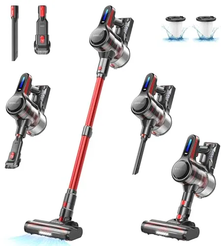 ORFELD Cordless Vacuum Cleaner, Stick Vacuum with 26Kpa Powerful Suction, 45Mins Runtime Rechargeable Vacuum, Anti-Tangle &