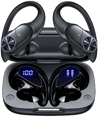 PocBuds Bluetooth Headphones Wireless Earbuds 80hrs Playtime Wireless Charging Case Digital Display Sports Ear buds with