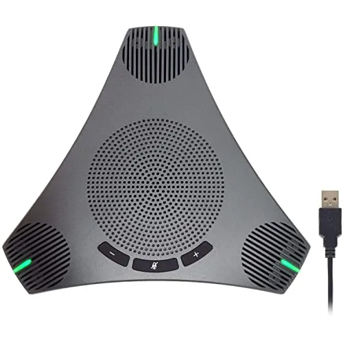 PolaTab Conference Speaker and Microphone, 360° Omnidirectional USB Speakerphone Microphone with USB Hub, Noise
