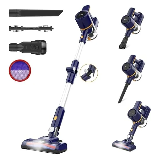 POWEART Cordless Vacuum Cleaner, 6-in-1 Multifunction Cordless Stick Vacuum, 2200mAh Stick Vacuum Cordless Rechargeable