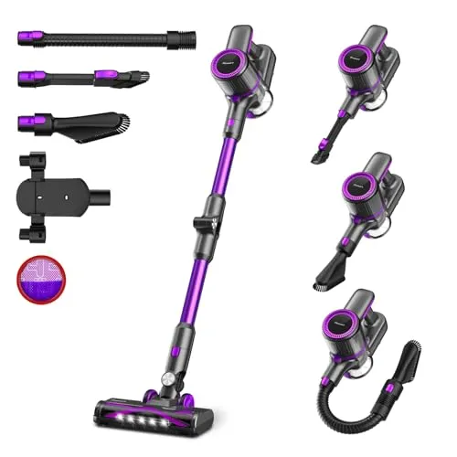 POWEART N700 Cordless Vacuum Cleaner, 30Kpa Powerful Cordless Stick Vacuum, 180° Foldable Wand, Extended Runtime, 8-in-1