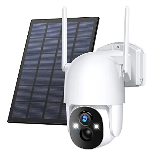 Poyasilon Wireless Cameras for Home/Outdoor Security, Solar Security Cameras Wireless Outdoor 355°PTZ, 3MP 2K FHD WiFi
