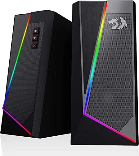 Redragon GS520 RGB Desktop Speakers, 2.0 Channel PC Computer Stereo Speaker with 6 Colorful LED Modes, Enhanced Sound and