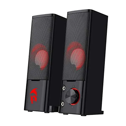 Redragon GS550 PC Gaming Speakers, 2.0 Channel Desktop Computer Sound Bar with Compact Maneuverable Size, Headphone Jack,