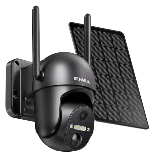 SEHMUA Solar Security Cameras Wireless Outdoor, 2K 360° View Battery Powered Outdoor Camera, WiFi Home Security with