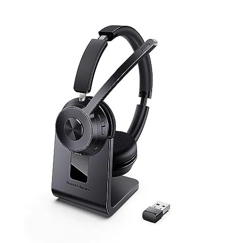 Soothielec (Upgraded Version) Wireless Headset, Bluetooth Headset with Noise Cancelling Microphone, Best Headset with Mic