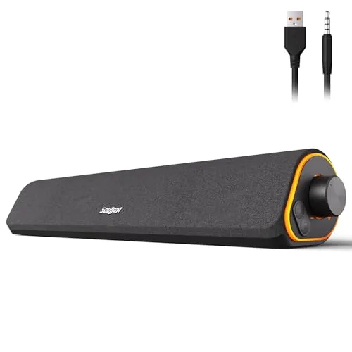 SOULION R50 Bluetooth Computer Speakers, 3.5mm PC Sound Bar for Desktop Monitor, Wired USB Powered & Colorful RGB Lights