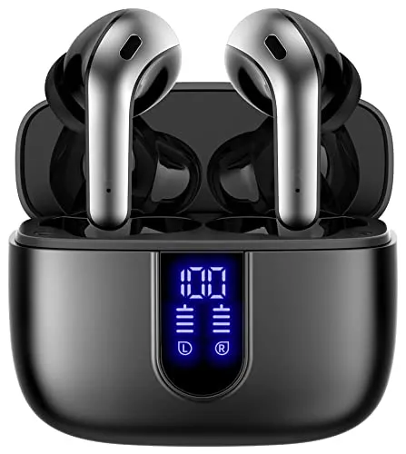 TAGRY Bluetooth Headphones True Wireless Earbuds 60H Playback LED Power Display Earphones with Wireless Charging Case IPX5