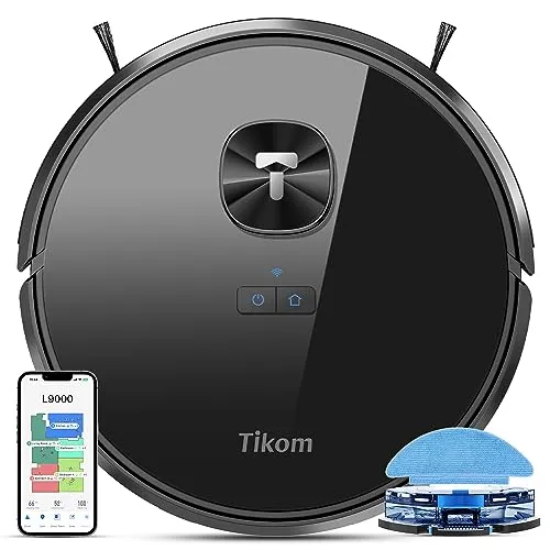 Tikom L9000 Robot Vacuum and Mop Combo, LiDAR Navigation, 4000Pa Robotic Vacuum Cleaner, Up to 150Mins, Smart Mapping, 14