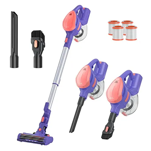TMA Cordless Vacuum Cleaner, 6 in 1 Lightweight Stick Vacuum Cleaner with 4 Filters 8-Cell Battery&40Min Runtime, 1.3L Dust