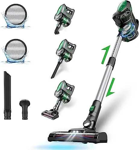 Vactidy Cordless Vacuum Cleaner, 20000Pa Powerful Suction, Rechargeable Battery, 6-in-1 Lightweight Stick Vacuum, Up to 35