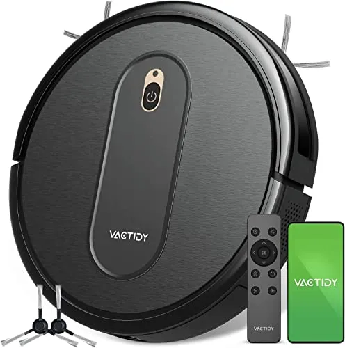 Vactidy Robot Vacuum with 2000Pa Suction Power, 2.4GHz WiFi/App/Alexa/Siri Control, Self-Charging Robotic Vacuum Cleaner for