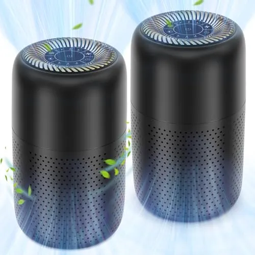 Vhoiu 2 Pack Vhoiu Air Purifiers for Home Bedroom up to 600ft², Quiet Air Purifier With Night Light, Whole House Has Fresh