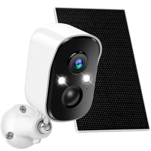 Viseefocu Solar Security Cameras Wireless Outdoor for Home Security, Two Spotlights, 1080P Color Night Vision Battery