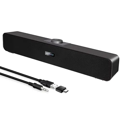 VOTNTUT Computer Speakers,Wired USB Desktop Speaker,Stereo USB Powered Mini Sound Bar Speaker for PC Tablets Desktop Laptop