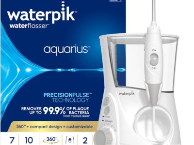 Waterpik Aquarius Water Flosser For Teeth Cleaning, Gums, Braces, Dental Care, Electric Power With 10 Settings, 7 Tips For