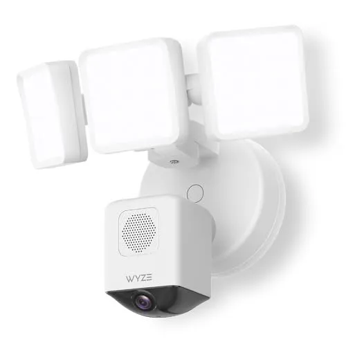 WYZE Floodlight Camera Pro, 3000-Lumen LEDs, 180° Wide View, 2K HD Outdoor Security Camera, Motion Detection, 105dB Siren,