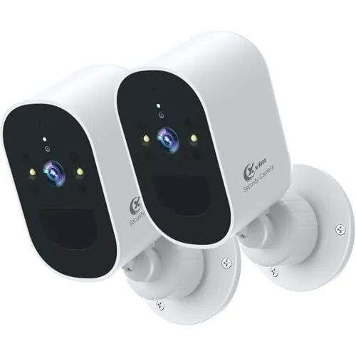 XVIM 2PCS 4MP Security Cameras Wireless Outdoor, 2.5K WiFi Indoor Home Security Cameras with PIR Motion Detection, 2.4GHz